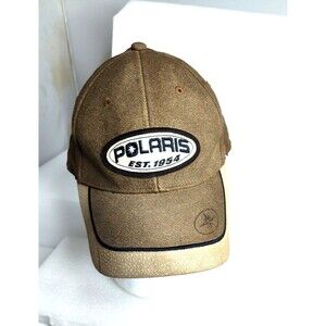 Pure Polaris Cap Snap Back Tan Brown Suede Leather All Terrain ATV Mens Off Road